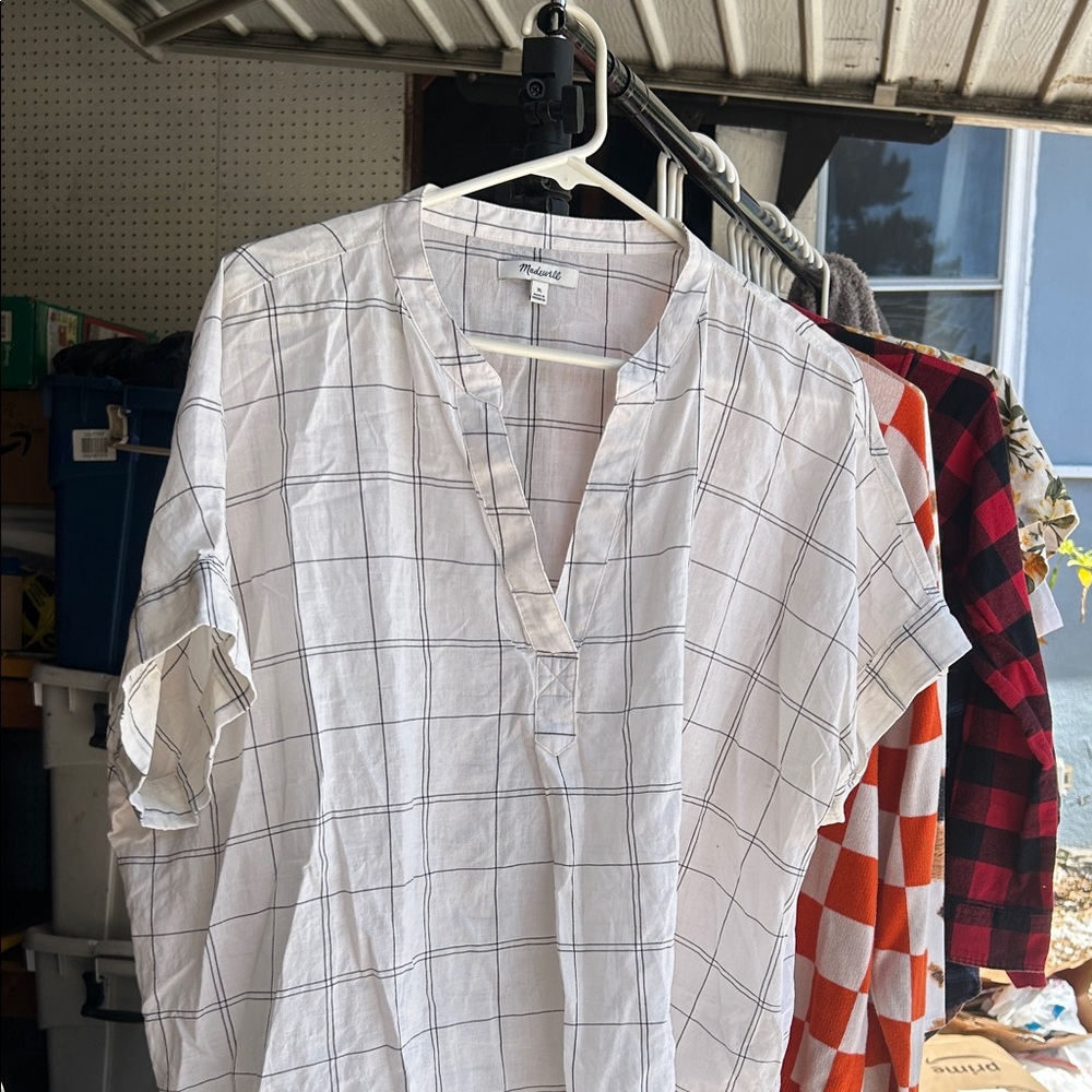 Madewell White Checkered Women’s Shirt